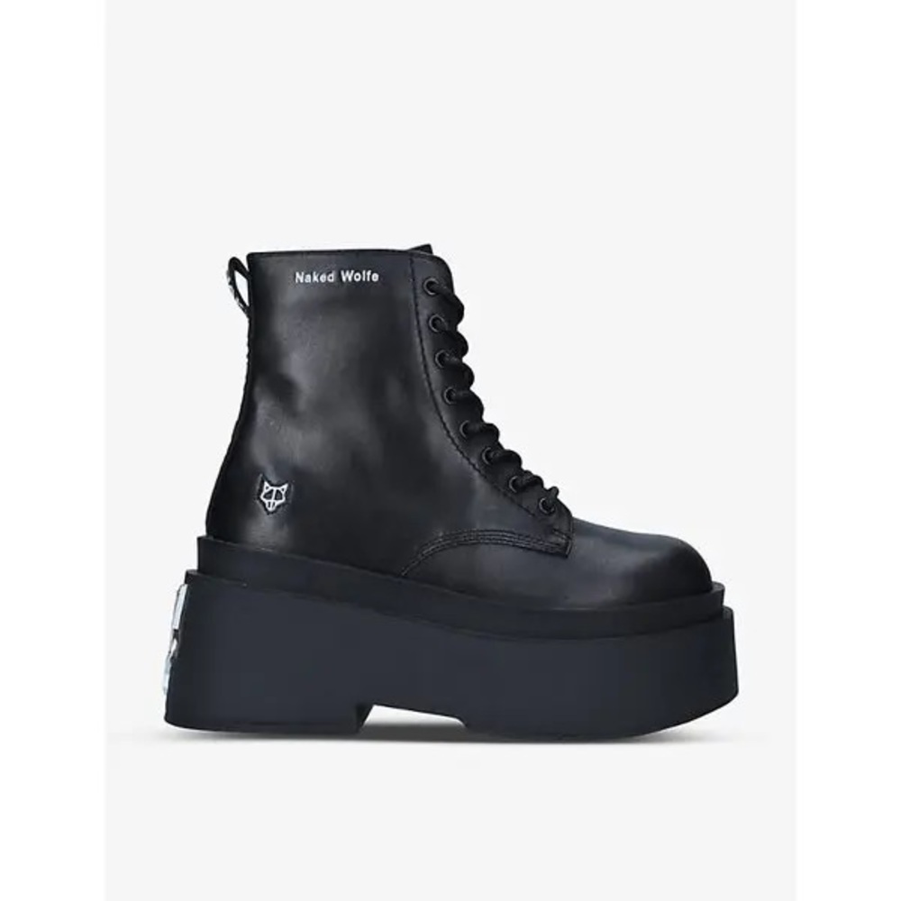 Naked Wolfe Black Platform Ankle Boots